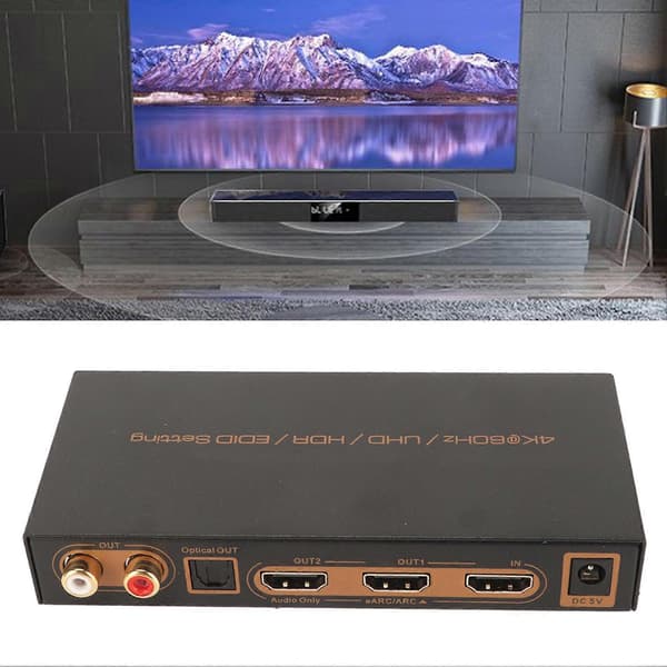 HD Multimedia Interface -äänierotin 4K 60Hz HDR HD Multimedia Interface EARC ARC -äänierotinkonvertteri 100–240V UK-pistoke