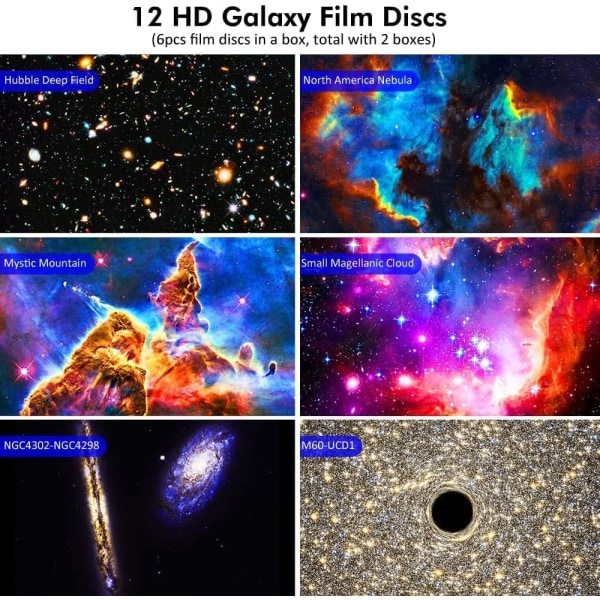 Star Projector 4K Galaxy Night Light med 12 utbytbara skivor 360 graders rotation Realistisk himmelprojektion