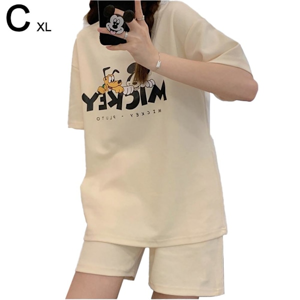 Kvinnors pyjamas Kvinnors set av nattkläder T-shirts Kvinnor Kvinnor P the letter Mickey XL