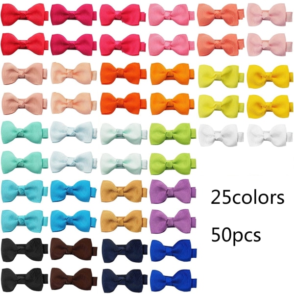 Färgglada hårspänne Rosett Hårspännband Bandklämmor 25 färger- Spädbarns dagliga hårspänne hästsvansdekorationer