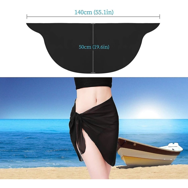 2 stk. Beach Wrap Sarong, Svart Hvit Halv Beach Cover Up Saronger Og Wraps