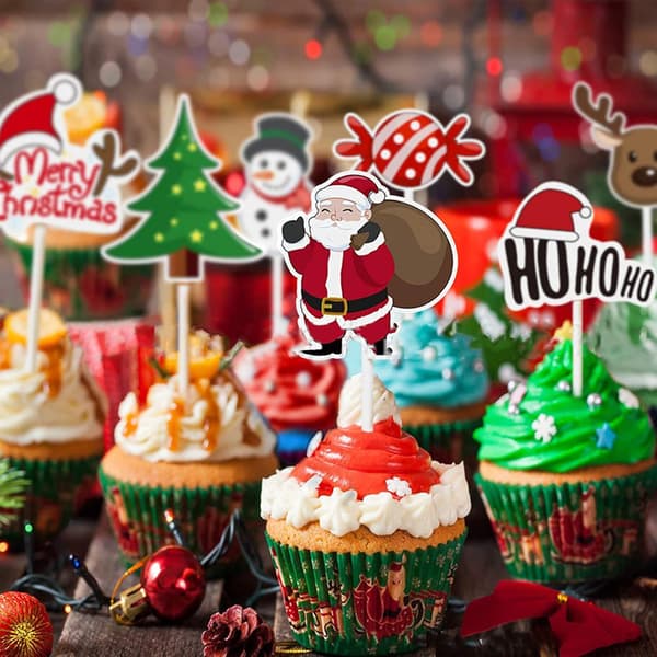 80 stk. jule cupcake toppers, julekage toppers Desse