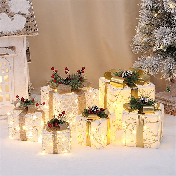 LED Light Up presentaskar till jul 1 set, 60 LED-lampor, perfekt för träd, veranda och trädgårdsdekorationer null - B