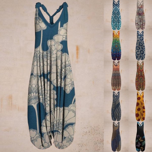 Kvinner Jumpsuit V-hals Tanktopper Jumpsuiter Løs midje Body 6# M