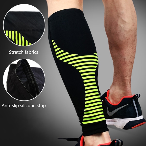Sport Kompression Vad ärmar Benstrumpa för unisex löpare Shin Splint Varicose White XL