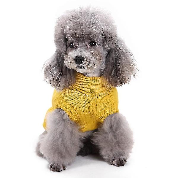 Kæledyrssweater, Turtleneck Strikket Jumper Hundetrøje Varm Frakke Sød Hvalp Kattetøj yellow xl