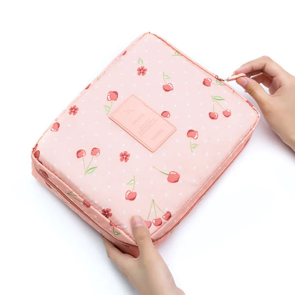 Hög kapacitet utomhus flickasminkväska Pink Cherry