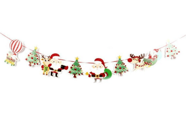 Girlang tomte och gran multicolor