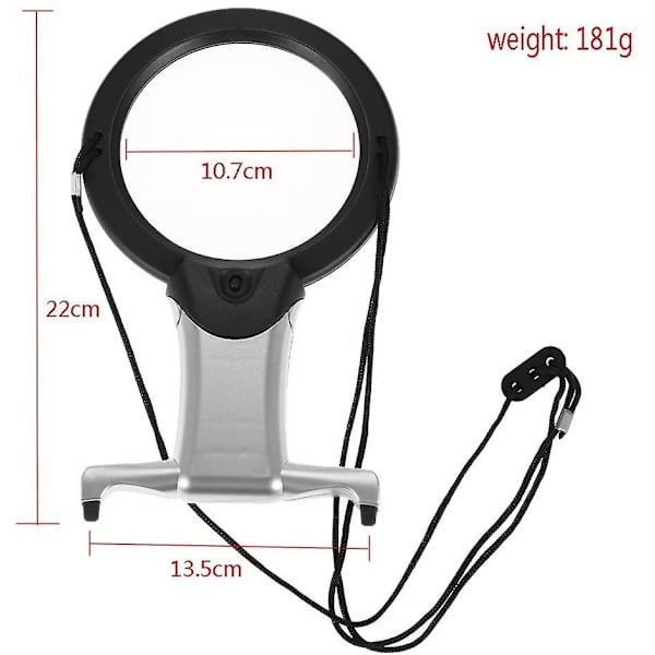 2 lupe leseforstørrelsesglass X2 og X6 forstørrelsesglass lysende LED handsfree halsrem for brodering lesebok