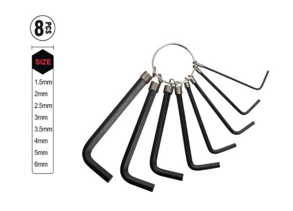 Allen-avaimet, koko 1,5 mm - 6 mm (8 kpl pakkaus)
