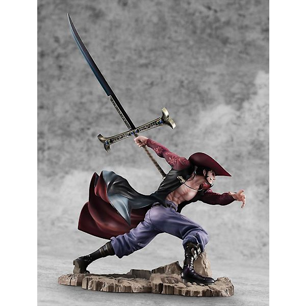 34 cm Anime One Piece Figure Combat Ver. Dracule Mihawk Figurine Pvc Action Figur Collection Modell Leksaker Present för barn No Retail Box