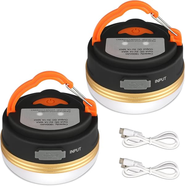 2-pak teltlampe USB oppladbar campinglampe