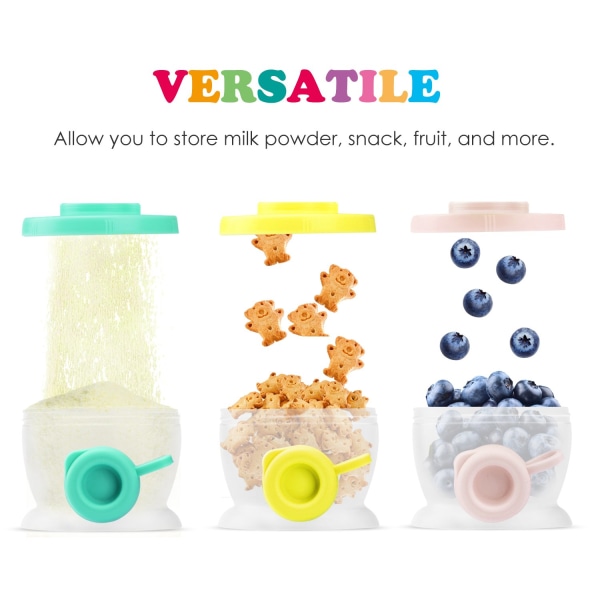 Baby Formula Dispenser, stapelbar mjölkpulverformelbehållare utan spill och snacksförvaring för resor, BPA-fri, 3 fack, ljus färg