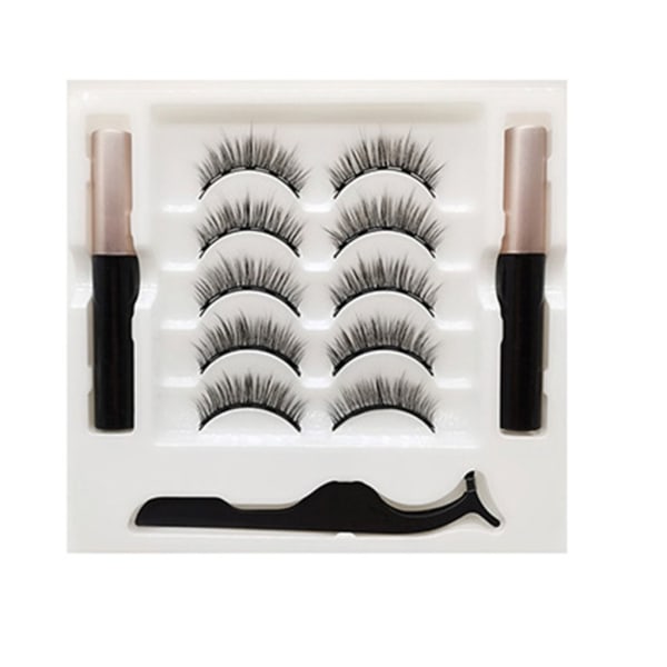 Magneettiset ripset ja eyeliner-setti, 5 paria luonnollisen näköisiä irtoripsiä magneettisella eyeliner-pinsetillä, helppo levittää 13