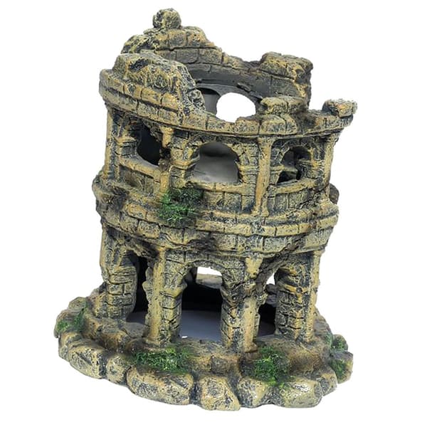 Kunstig akvarium hus romersk Colosseum model dekoration harpiks