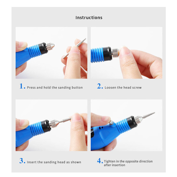 Mini elektrisk nagellacksmaskin elektrisk nagelfil vit Plug