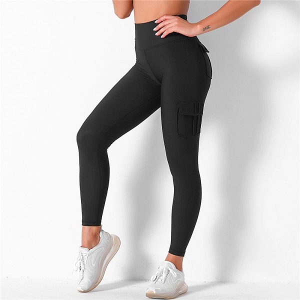 Svarta Leggings ed 4 fickor black M