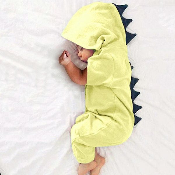 Baby Clothes New Baby Boys Girls Clothes Baby Dinosaur Hooded Jumpsuit Outfits Autumn Winter Kids Clothing Yellow 12Mto80