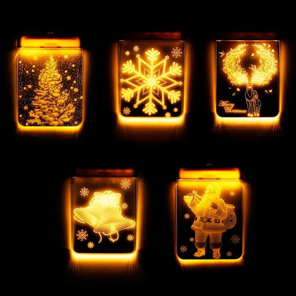Led-imukuppijouluvalot 3d Ovi ja ikkuna Joulupukki Poro Kellot Joulu Led-valoketju Lumisade Uusivuosi Taloudellinen joulukello