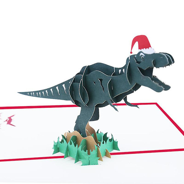 Dinosaurus Pop Up -syntymäpäiväkortti, käsintehty onnittelukortti lasten syntymäpäivälahjaksi (joulupipo)