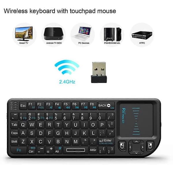 Mini X1 Ultra Mini 2.4G trådløst tastatur med touchpad-mus til bærbare computere/computere/Smart TV/Android Box
