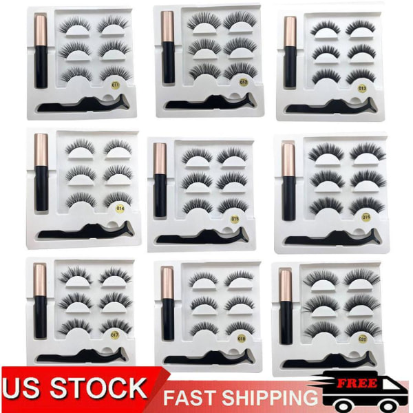 3D Faux mink Magnetiske Øjenvipper Magnetisk Sæt (Eyeliner & Magneti blackB 12