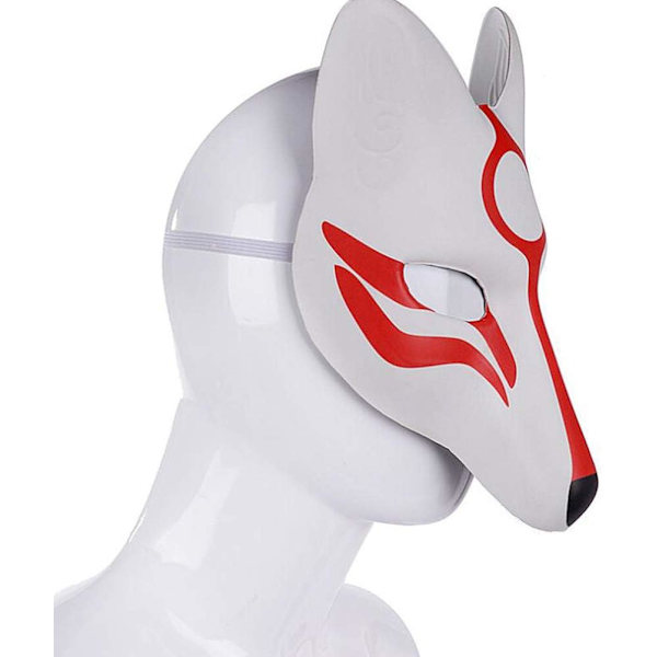 Röda och vita Fox Cosplay-masker, Halloween-masker, japanska masker,