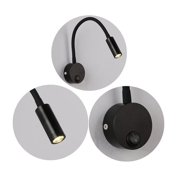 LED-vegglampe med bryter, leselampe sett med 2