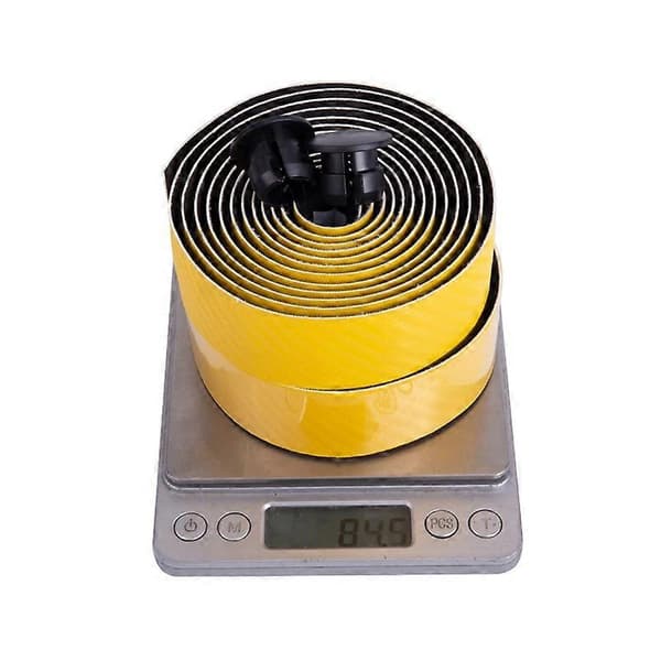 Racerstyretape Karbon Sykkelstyretape Demping Antivibrasjon +2 Styreplugger Sykkeltilbehør Gul