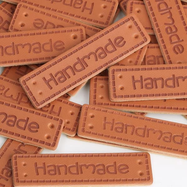 100 stk. PU Læder Etiketter, Håndlavede Tøj DIY Etiketter til Jeans Tasker