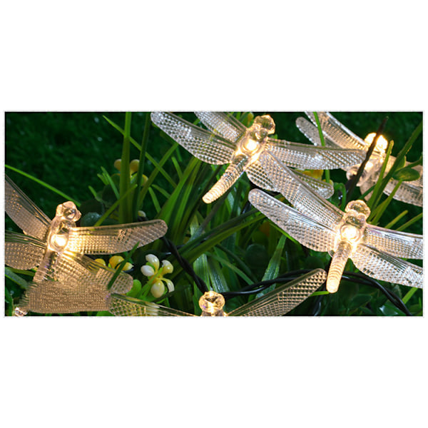 10 Varmhvide LED Dragonfly Solcellelamper