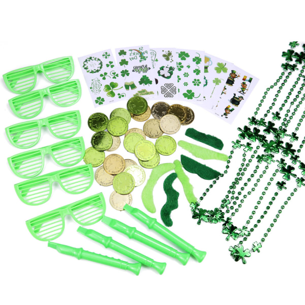 50 deler St. Patrick's Day Party Favor Sett inkluderer briller skjegg