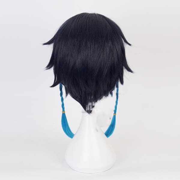 IC Spil Genshin Impact Venti Gradient Blå Cosplay Paryk Flettet Syn Sort one size
