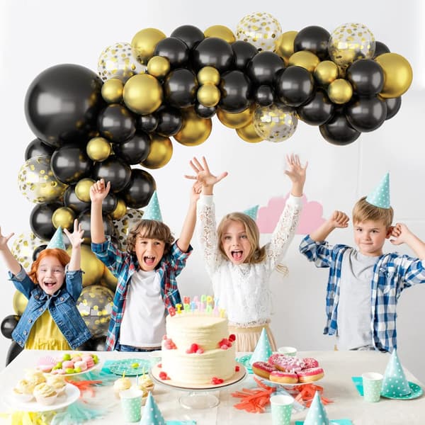 Black Gold Balloon Garland Arch Kit - Metallisk konfetti för olika