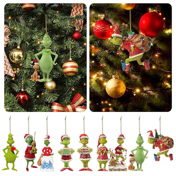 18 stil till alternativ för Grinch dekoration hängsmycke julgran H