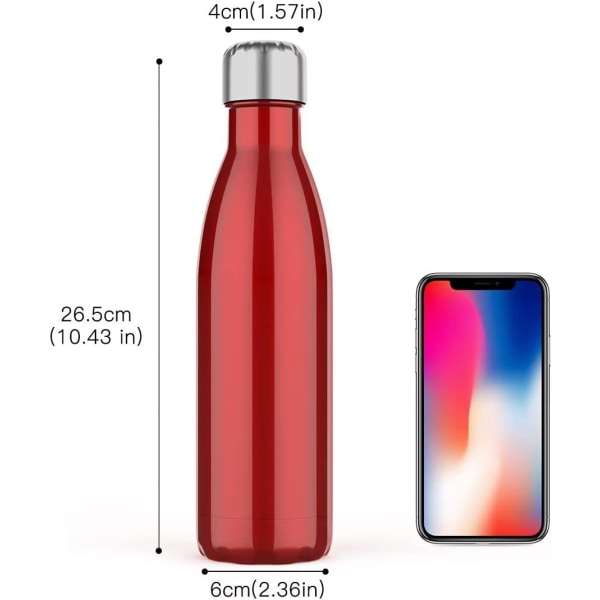 500 ml isolerad vattenflaska, dubbelväggig vakuumflaska i rostfritt stål Håll 24 timmar kall & 18 timmar varm - BPA-fri