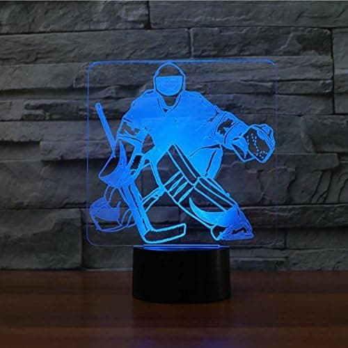 3D Ishockey Målvakt Nattlys Touch Bord Skrivebord Optisk Illusjon