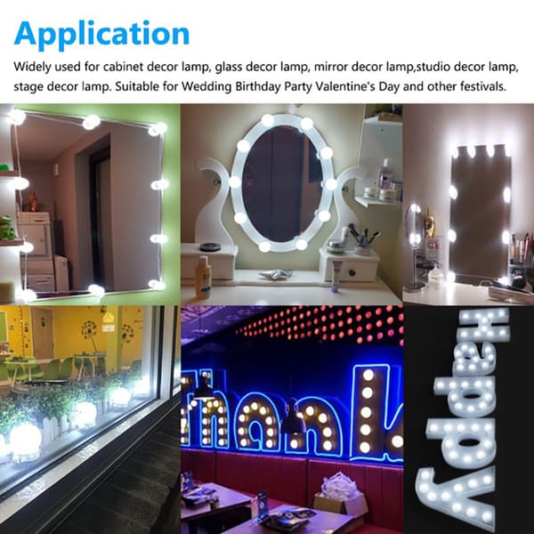 Hollywood-tyyliset LED-valot meikkipeilille USB-liitännällä White 4pcs