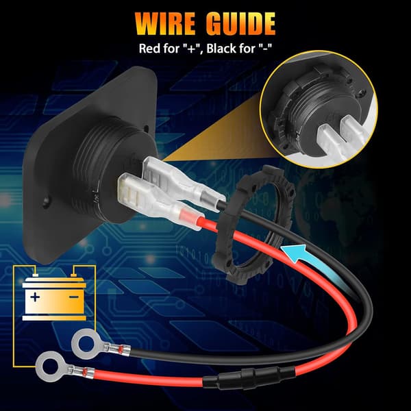 DC 12V 24V LED Digital Voltmeter Vanntett Spenningstester for Bil