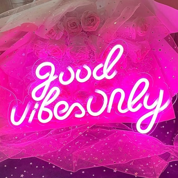 1st Good Vibes Only Neonskylt Rosa USB LED-ordljusskylt Neon S