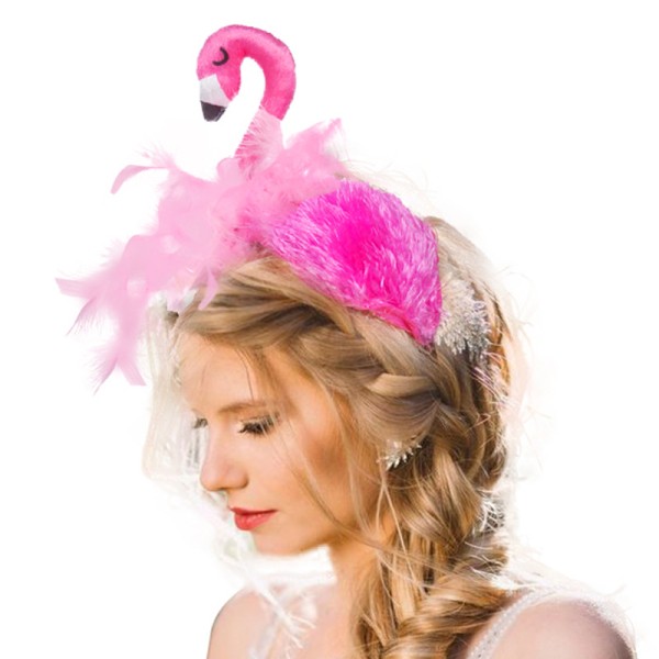 Pannband flamingo, huvudbonad, plysch, tiara, kostym, förklädnad, th