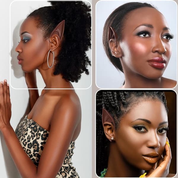 Elf Ears Brown Skin Cosplay - Dark Black Tone Fairy Pixie Soft