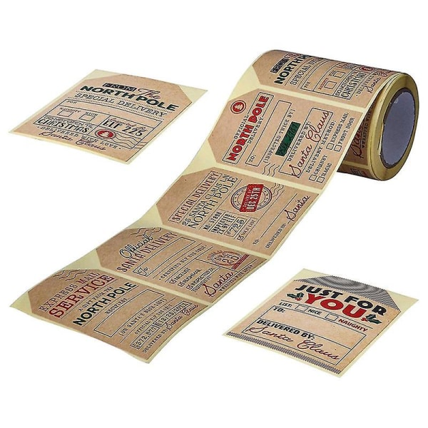 200 stk 6 design firkantede kraftpapir god jul juleklistremerker teip