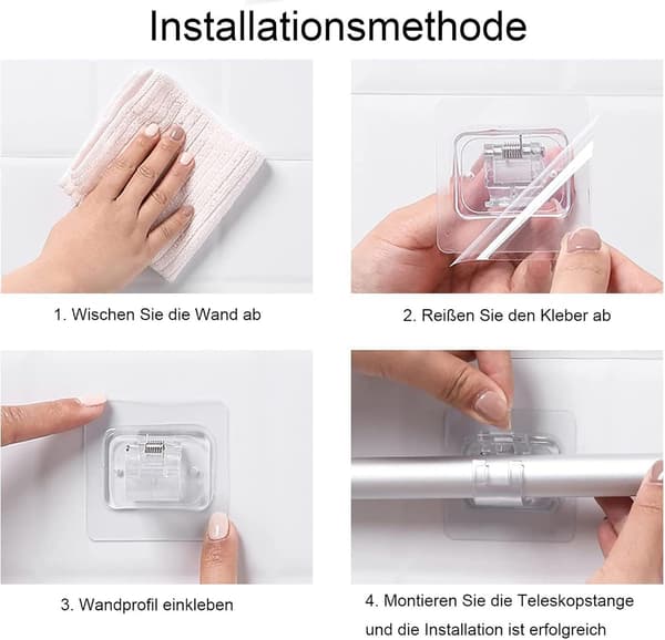 12 stk. selvklebende gardinstangbraketter - 7×7 cm, gardinstang-BH