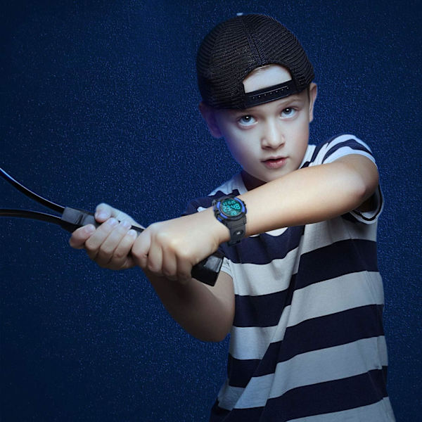 LED vattentät digital watch för barn - presenter och leksaker (svart）