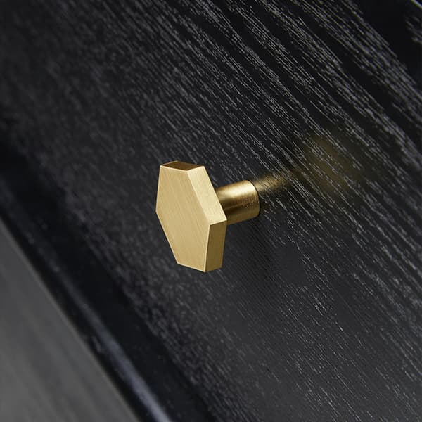 4 sæt, sekskantede knopmøbler, skuffeskab, guld