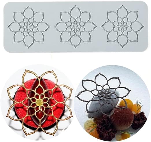 3 Huller Mandala, Silikon Lace Måtte, Spiselig Sukkerhåndværkstrykning
