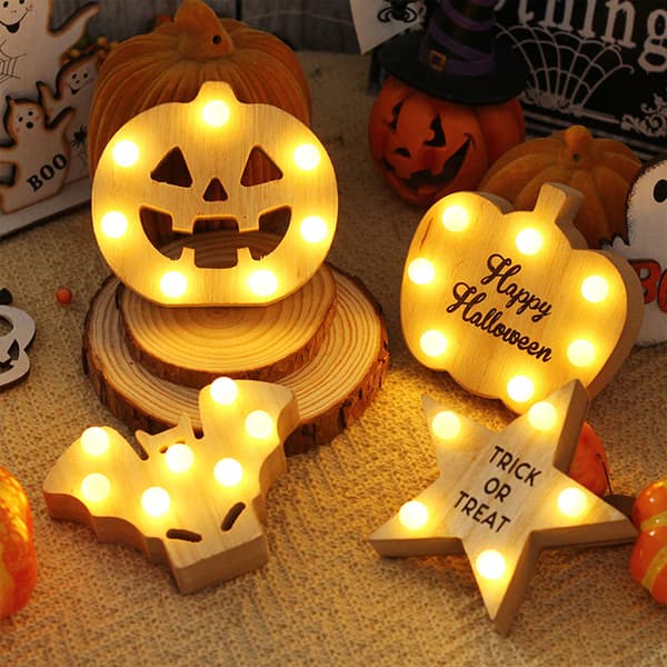 LED pumpa lykta bat och bokstav pumpa prydnad batteri Bat + Alphabet Pumpkin