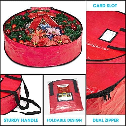 Oppbevaringspose for julekrans 36\" - Garland Holiday Container med rive