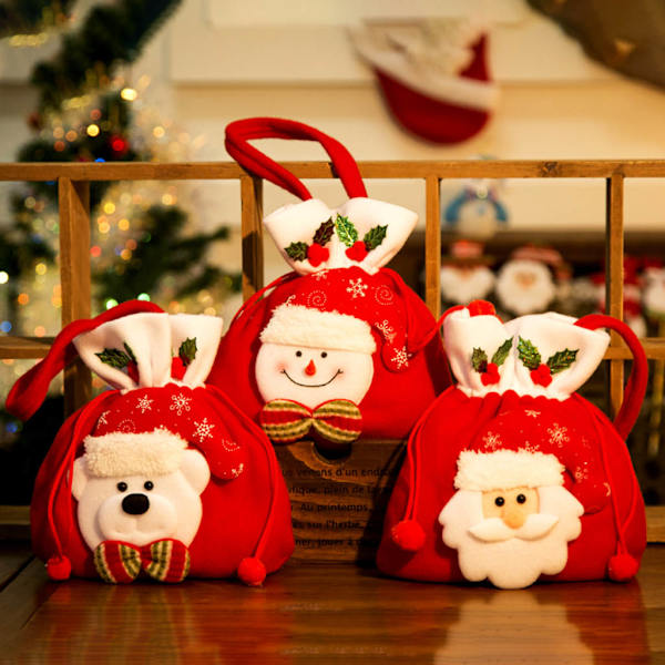 Julklappspåse Xmas godishållare påse Dragsko påse Party Favors Package Tote null - Christmas snowman
